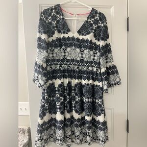 Eliza J Blue and White Patterned Dress